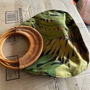 Fossil Beige Handbag with Bamboo Handles